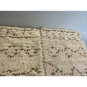 Lot of 2 Pottery Barn Ivory metal bangles Shag Pillow Cover 22 x 22 Boho fringed